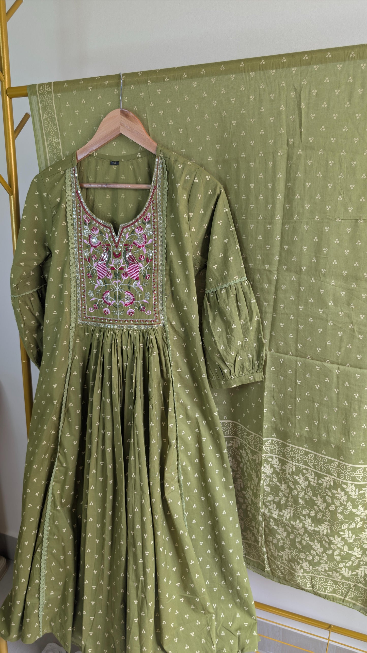 Cotton Kurti Set with Embroidered Yoke (AC00002)