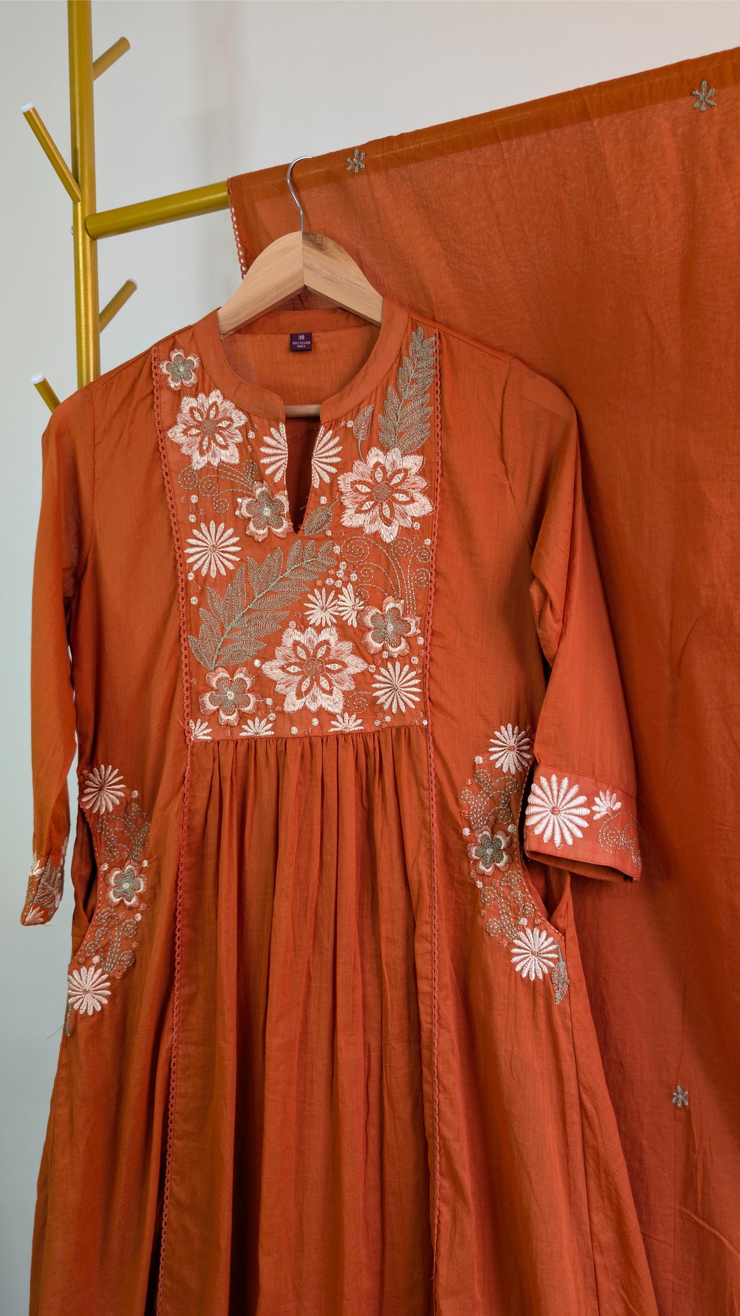 Premium Orange Mul Cotton Kurti Set with Dupatta – Comfortable & Elegant Ethnic Wear (AC00019)