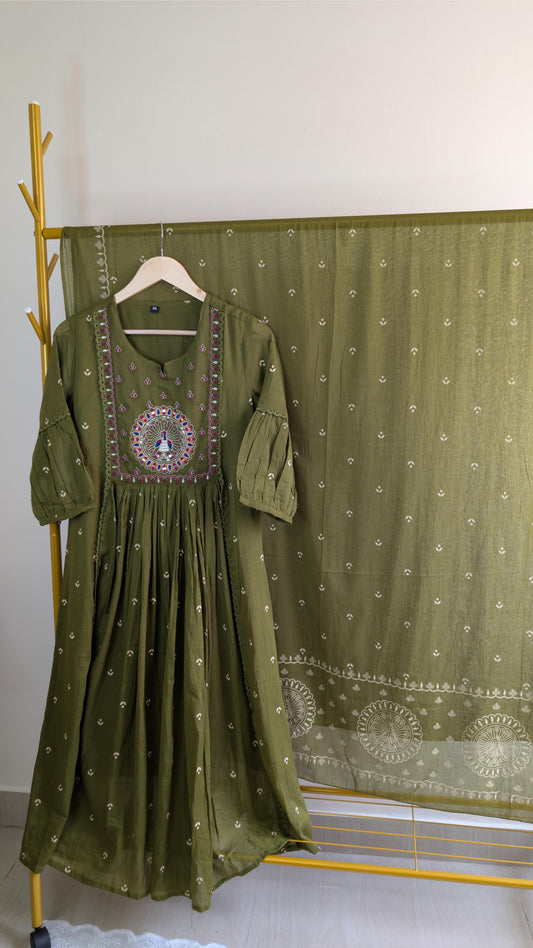 Cotton 3-Piece Kurti Set – Semi-Party & Festive Wear (AC00003)