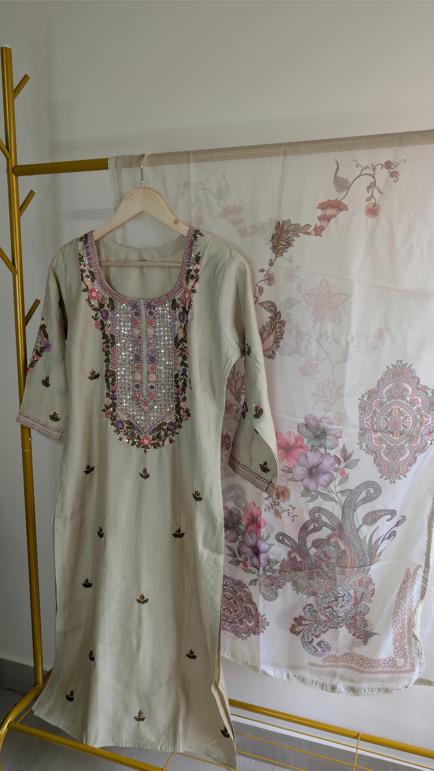 Elegant 3-Piece Embroidered Suit Set with Printed Dupatta (AC00018)