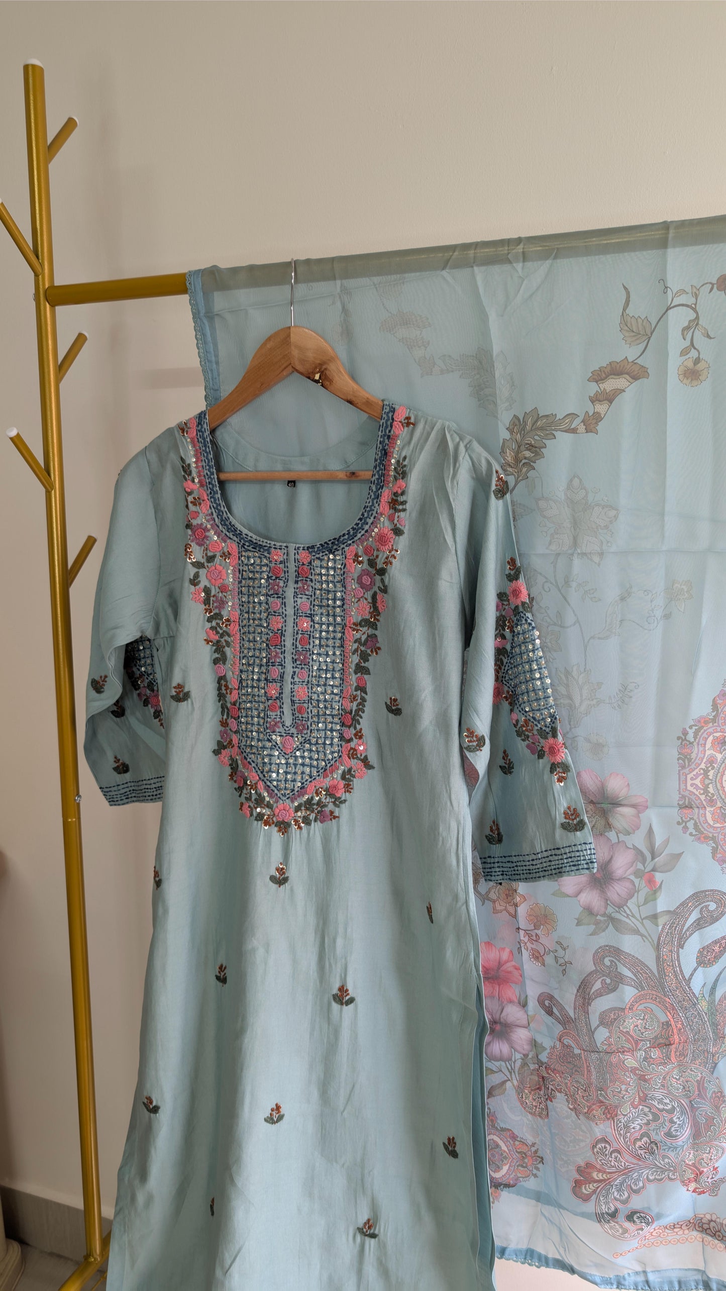 Elegant 3-Piece Embroidered Suit Set with Printed Dupatta (AC00018)