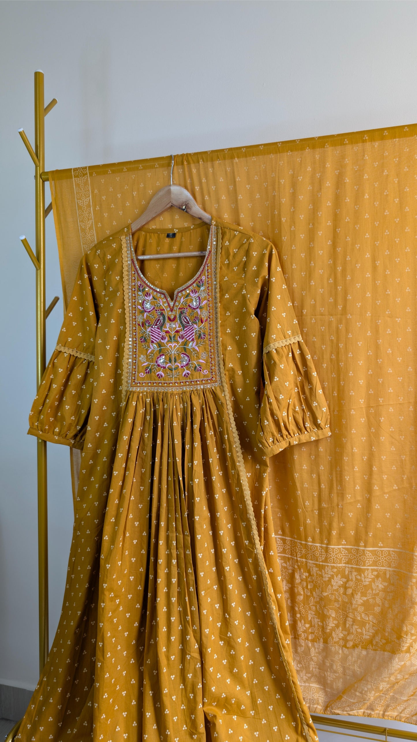 Cotton Kurti Set with Embroidered Yoke (AC00002)
