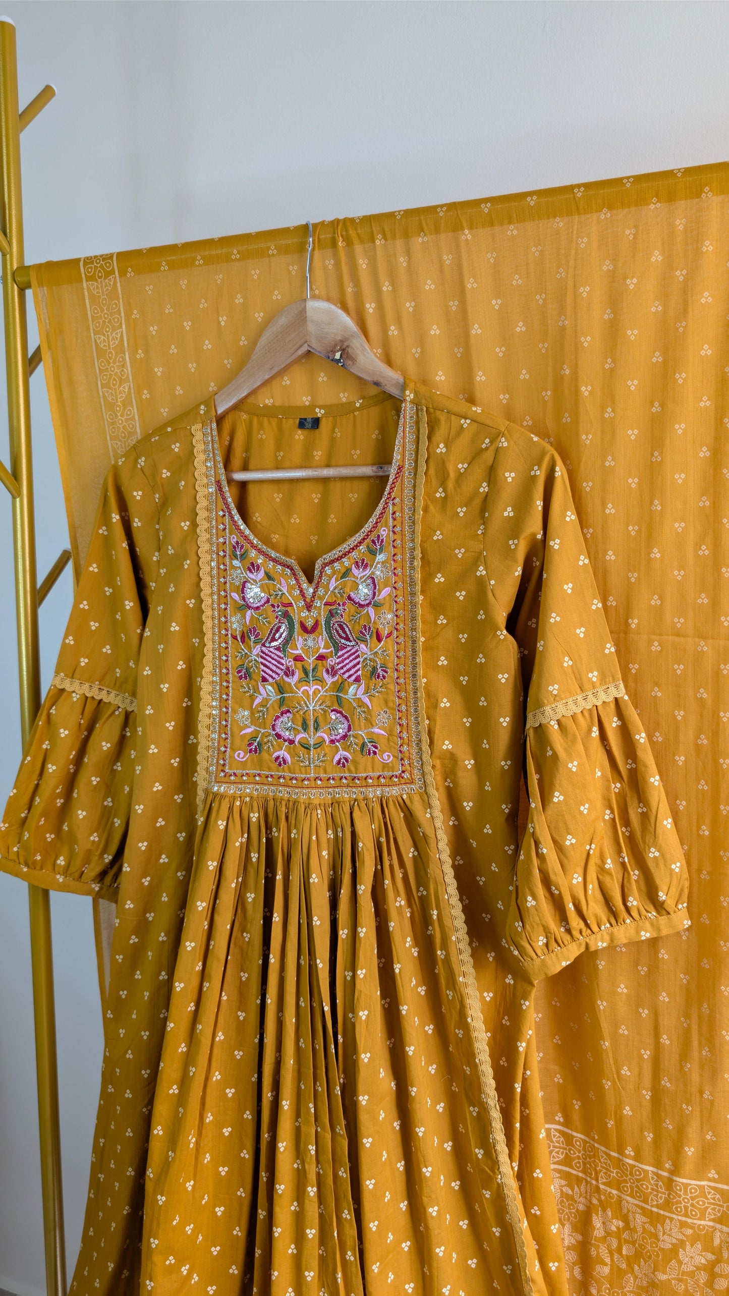 Cotton Kurti Set with Embroidered Yoke (AC00002)