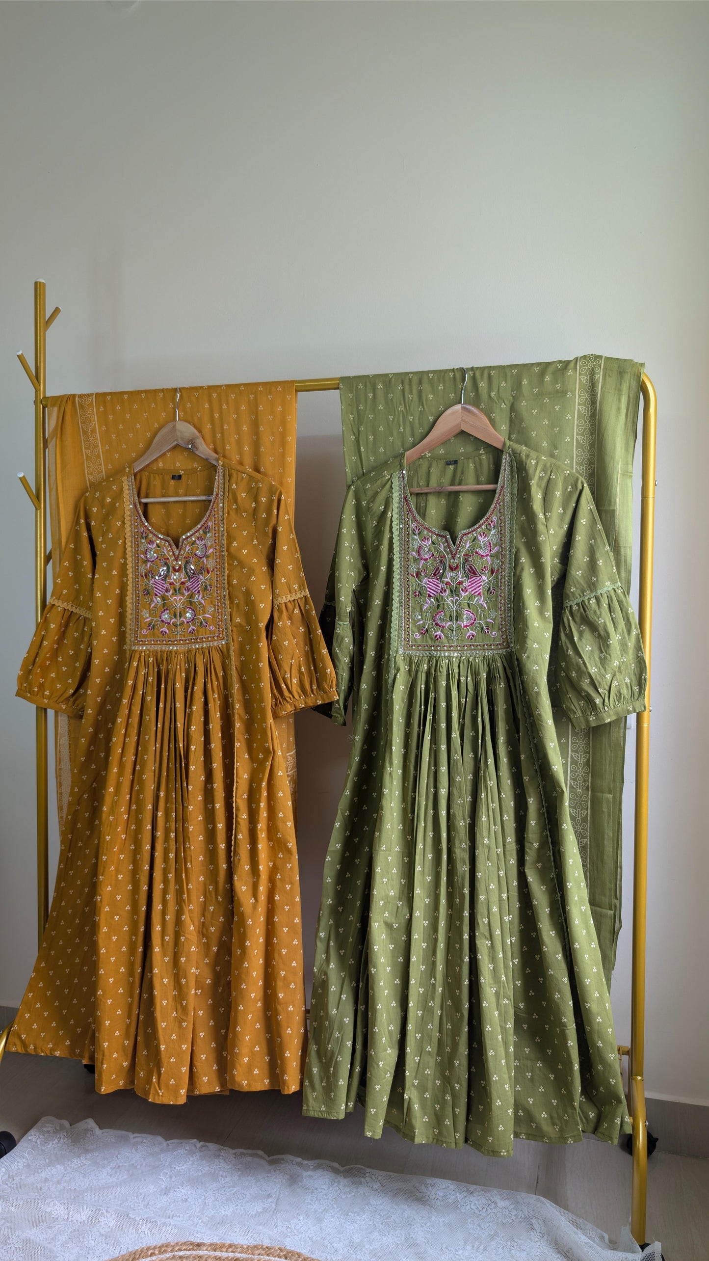 Cotton Kurti Set with Embroidered Yoke (AC00002)