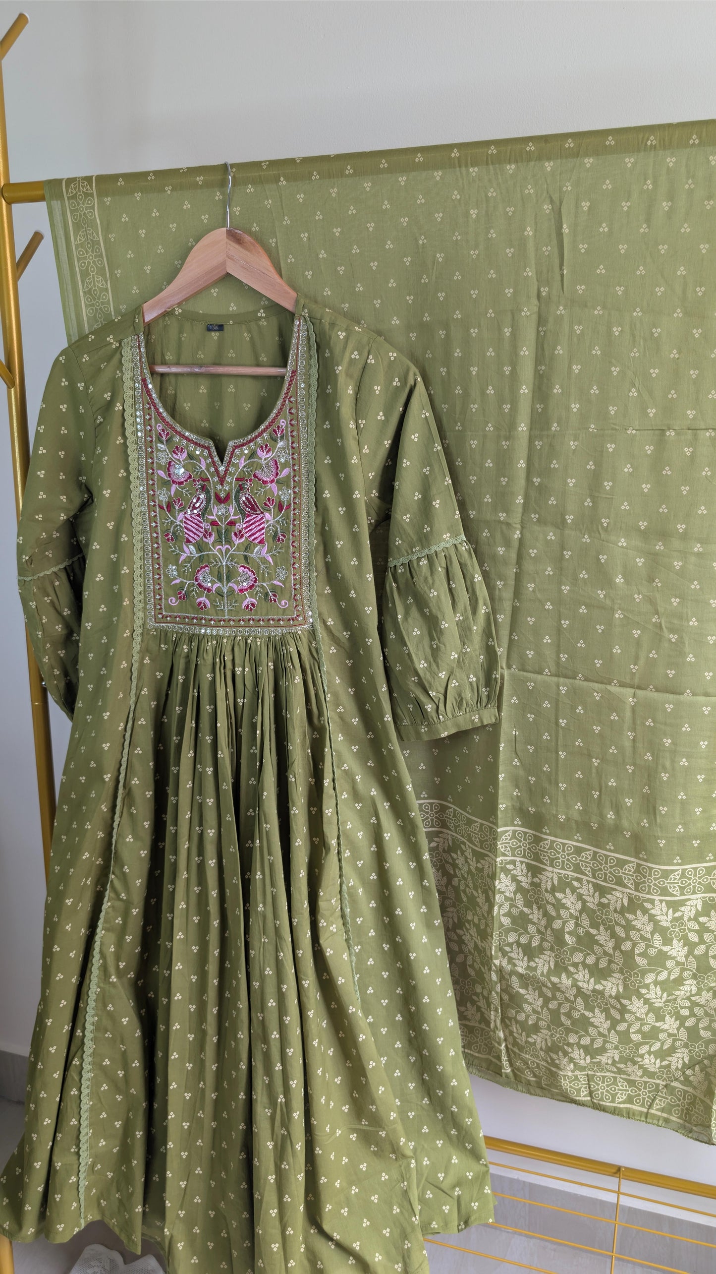 Cotton Kurti Set with Embroidered Yoke (AC00002)
