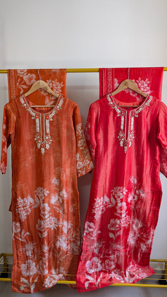 Pure Tissue Kurti Set with Hand Embroidery | Festive & Party Wear Ethnic Outfit (AC00049)