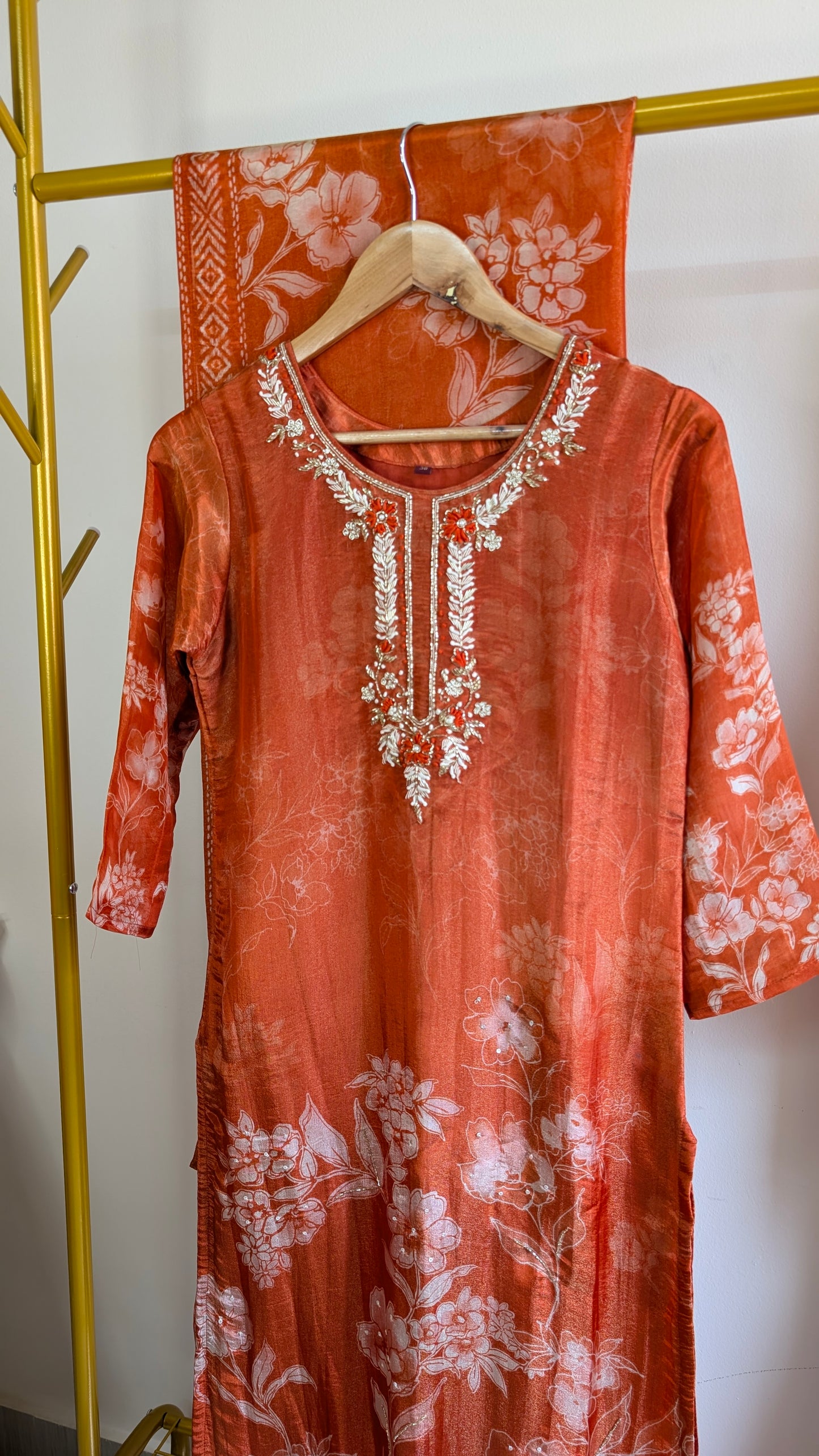 Pure Tissue Kurti Set with Hand Embroidery | Festive & Party Wear Ethnic Outfit (AC00049)