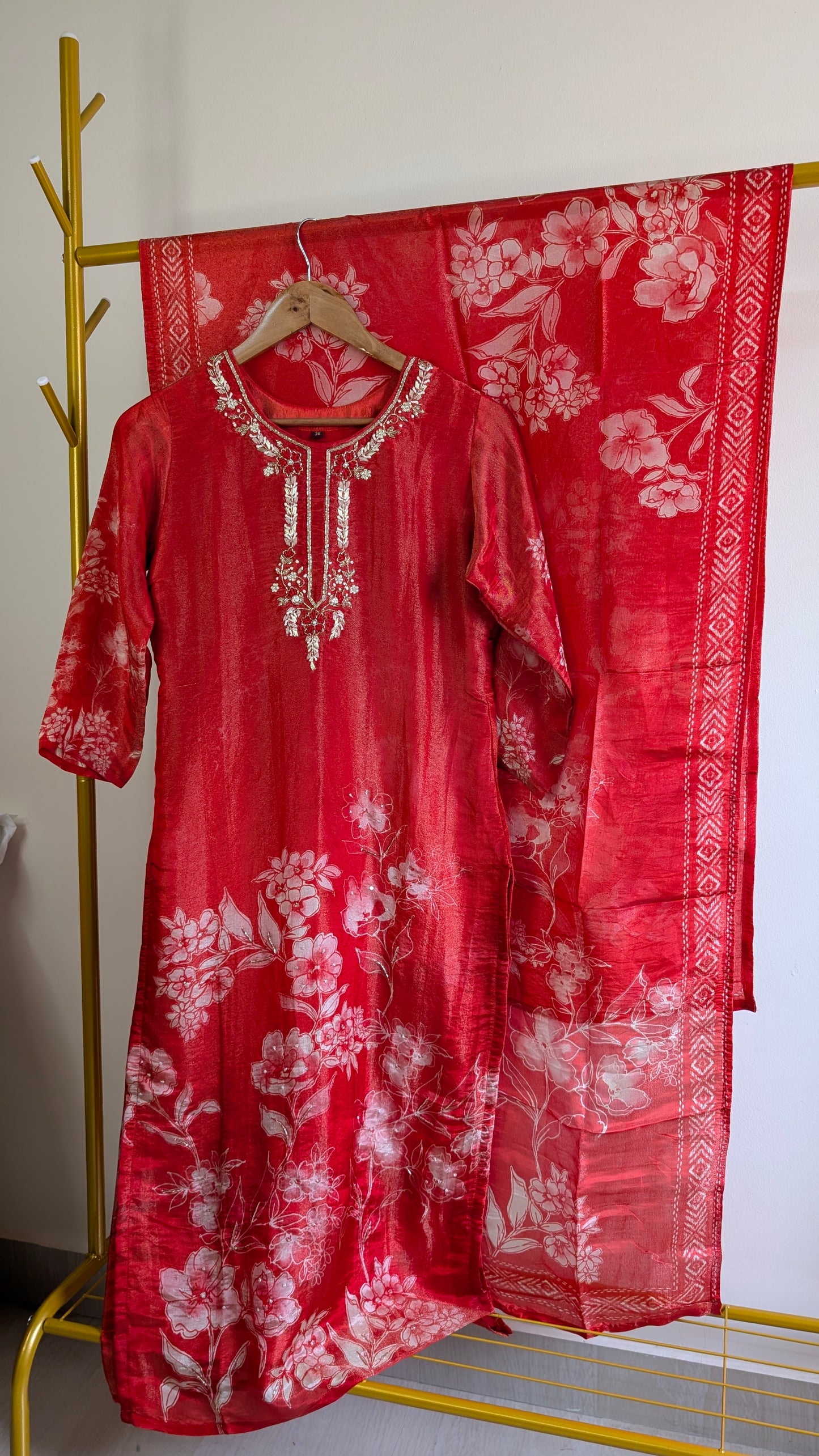 Pure Tissue Kurti Set with Hand Embroidery | Festive & Party Wear Ethnic Outfit (AC00049)