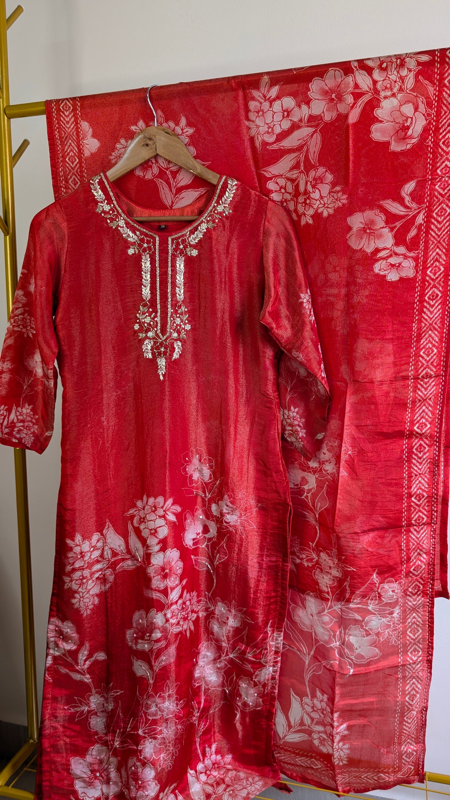 Pure Tissue Kurti Set with Hand Embroidery | Festive & Party Wear Ethnic Outfit (AC00049)