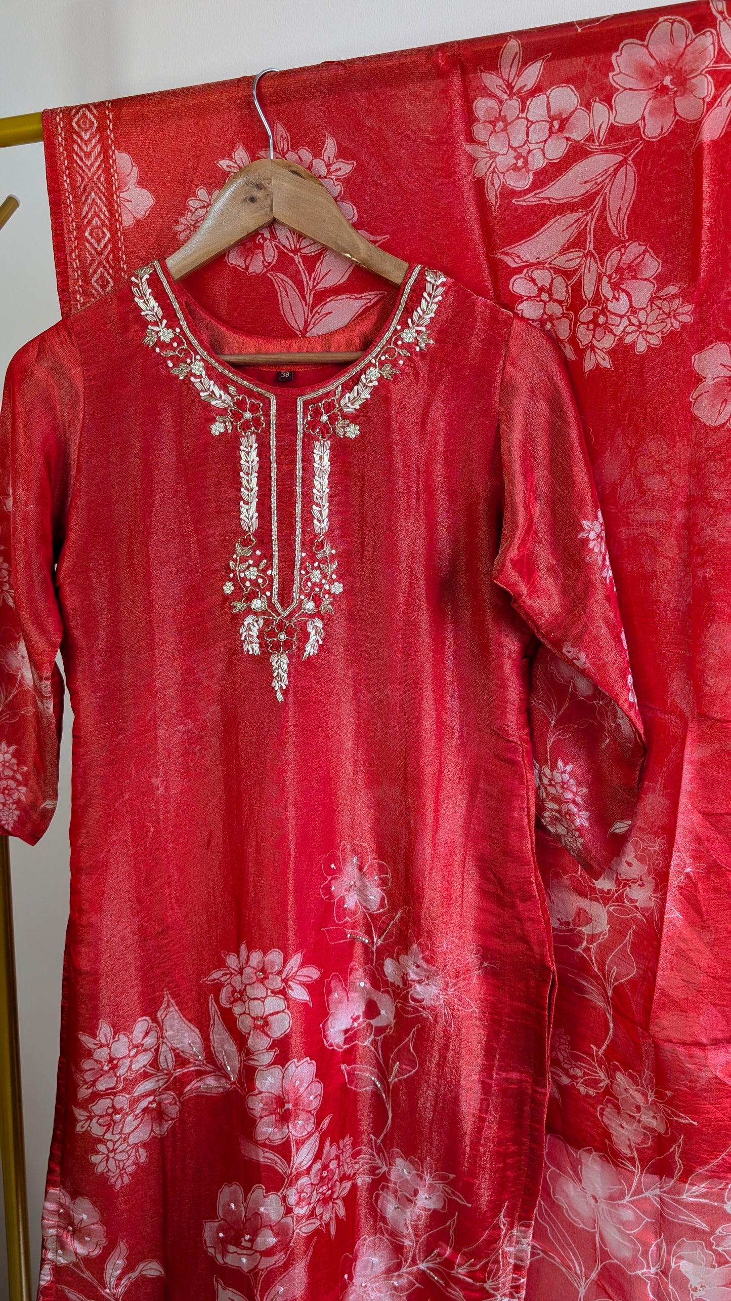 Pure Tissue Kurti Set with Hand Embroidery | Festive & Party Wear Ethnic Outfit (AC00049)