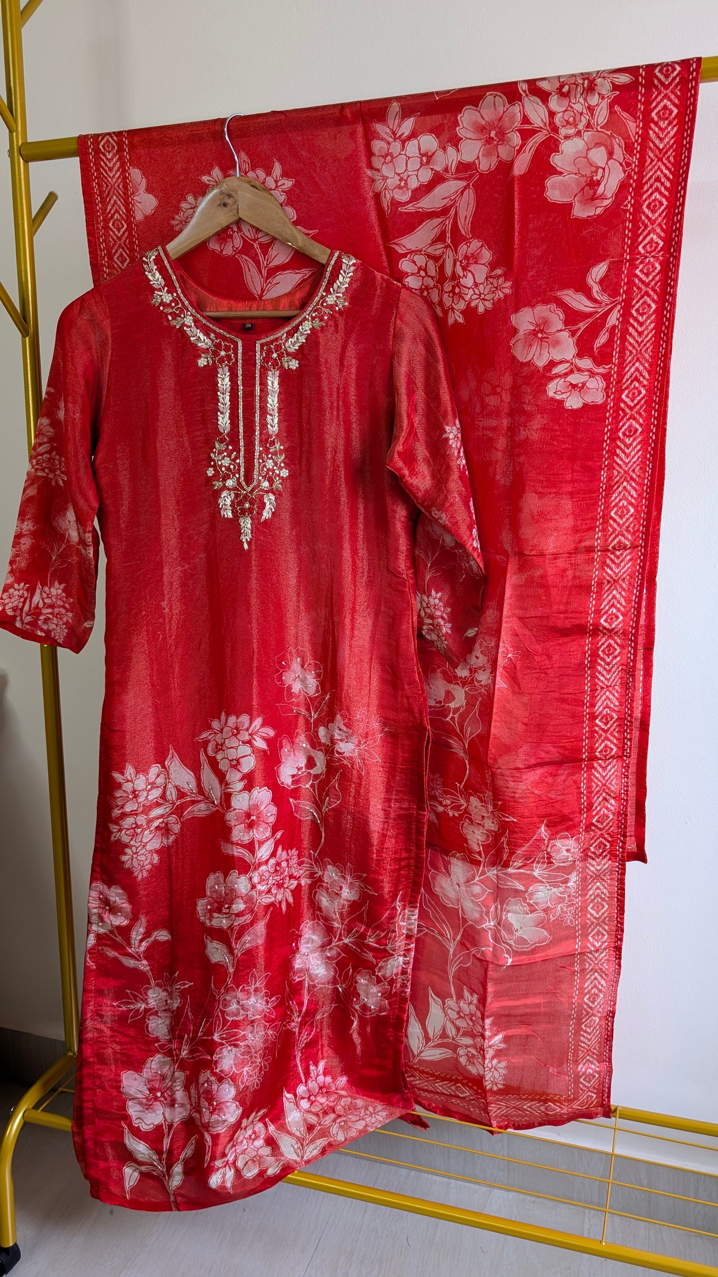 Pure Tissue Kurti Set with Hand Embroidery | Festive & Party Wear Ethnic Outfit (AC00049)