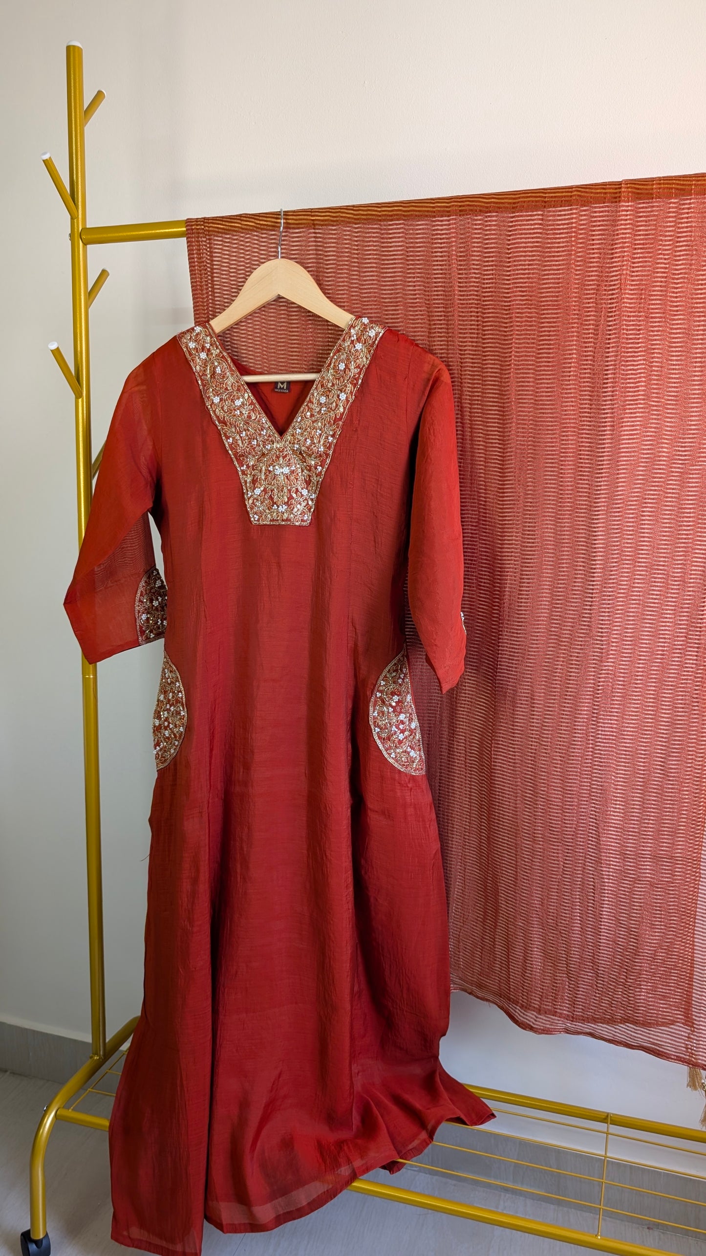 Mul Chanderi Kurti Set with Hand Embroidery | Elegant Festive & Party Wear (AC00047)