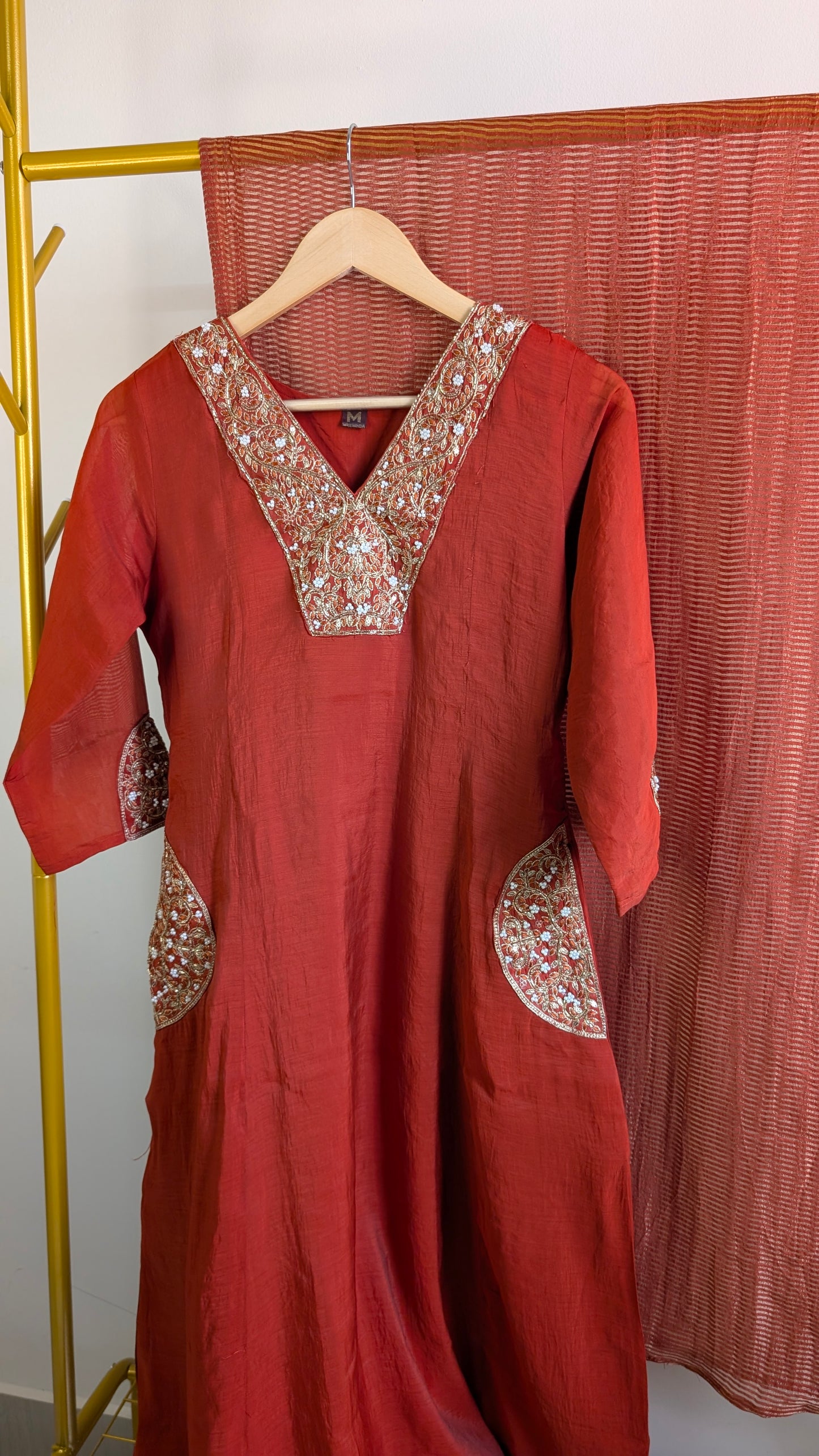 Mul Chanderi Kurti Set with Hand Embroidery | Elegant Festive & Party Wear (AC00047)