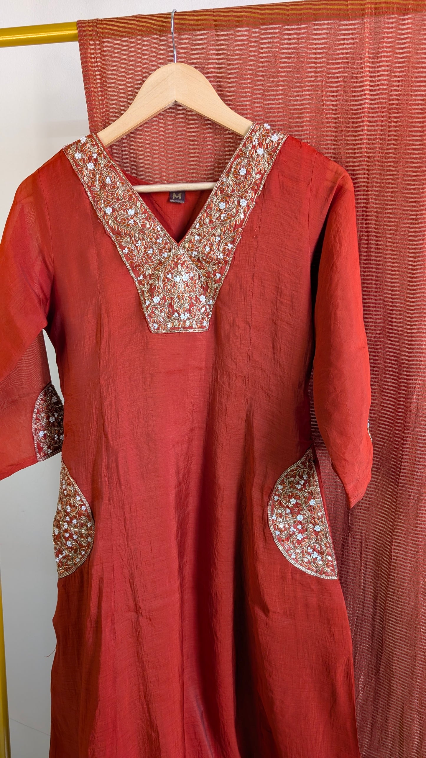 Mul Chanderi Kurti Set with Hand Embroidery | Elegant Festive & Party Wear (AC00047)