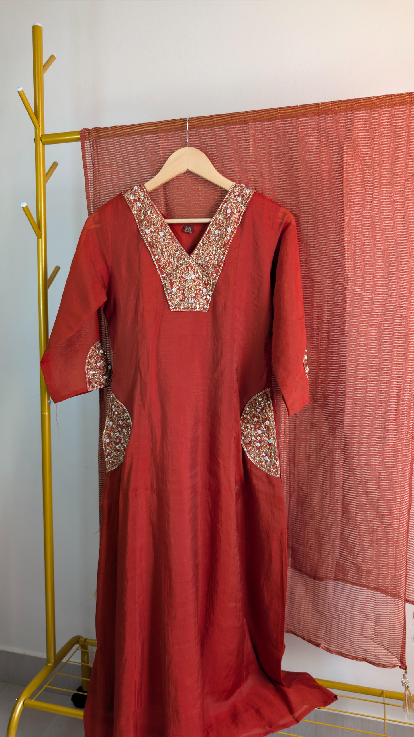 Mul Chanderi Kurti Set with Hand Embroidery | Elegant Festive & Party Wear (AC00047)
